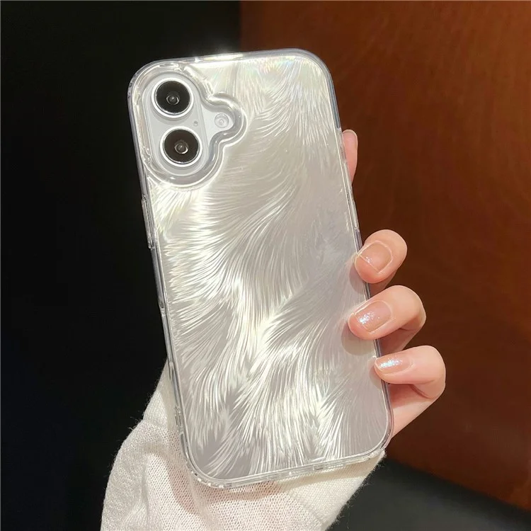 Für Iphone 16 Plus Case Fox Tail Muster Heißes Stempeln Elektroplieren Weiche TPU -telefonschale - Silber