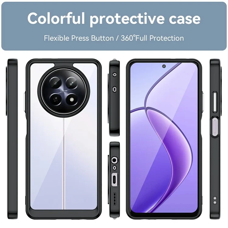 для realme 13 5g / 12 5g / 12x 5g / narzo n65 5g / нарзо 70x 5g / c65 5g case tpu +акриловая телефонная крышка - черный