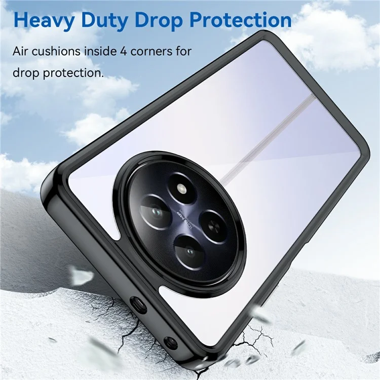 для realme 13 5g / 12 5g / 12x 5g / narzo n65 5g / нарзо 70x 5g / c65 5g case tpu +акриловая телефонная крышка - черный