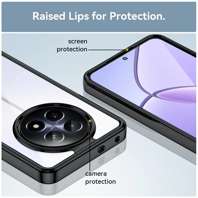 для realme 13 5g / 12 5g / 12x 5g / narzo n65 5g / нарзо 70x 5g / c65 5g case tpu +акриловая телефонная крышка - черный