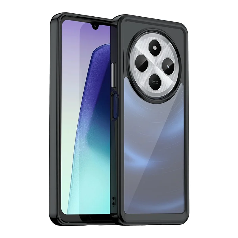 Para Xiaomi Poco C75 4G / Redmi 14R 5G / 14C 4G Funda Carcasa TPU + Acrílica Protectora Transparente - Negro