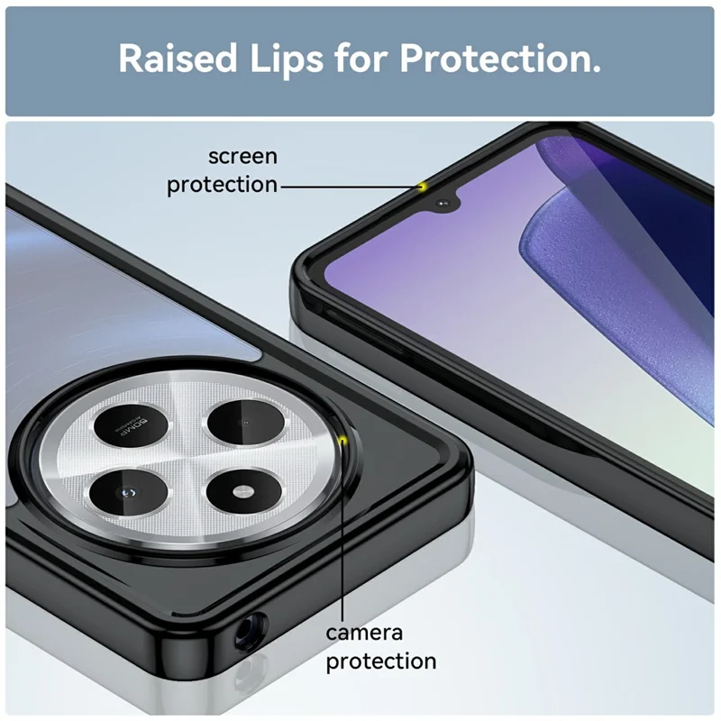 Para Xiaomi Poco C75 4G / Redmi 14R 5G / 14C 4G Funda Carcasa TPU + Acrílica Protectora Transparente - Negro