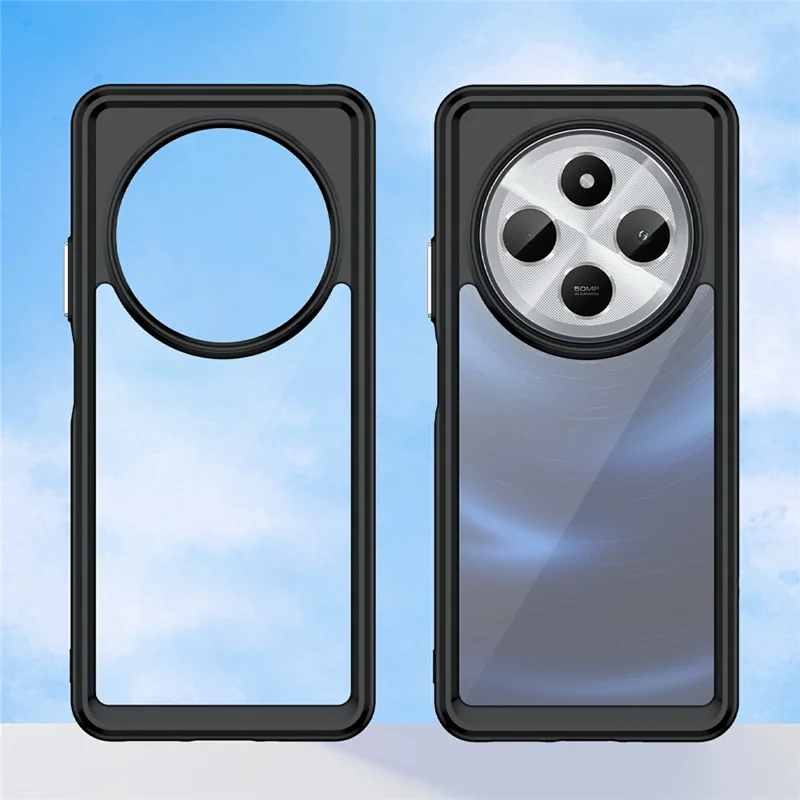 Para Xiaomi Poco C75 4G / Redmi 14R 5G / 14C 4G Funda Carcasa TPU + Acrílica Protectora Transparente - Negro