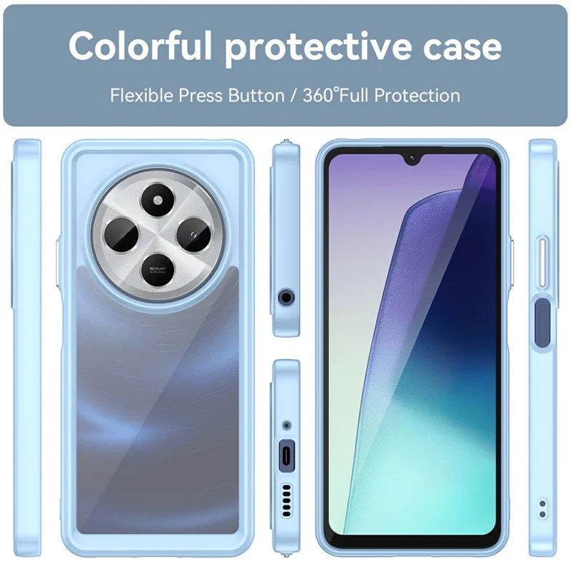 Fodral för Xiaomi Poco C75 4G / Redmi 14R 5G / 14C 4G TPU + akryl Skyddande klart mobilhölje - Blå