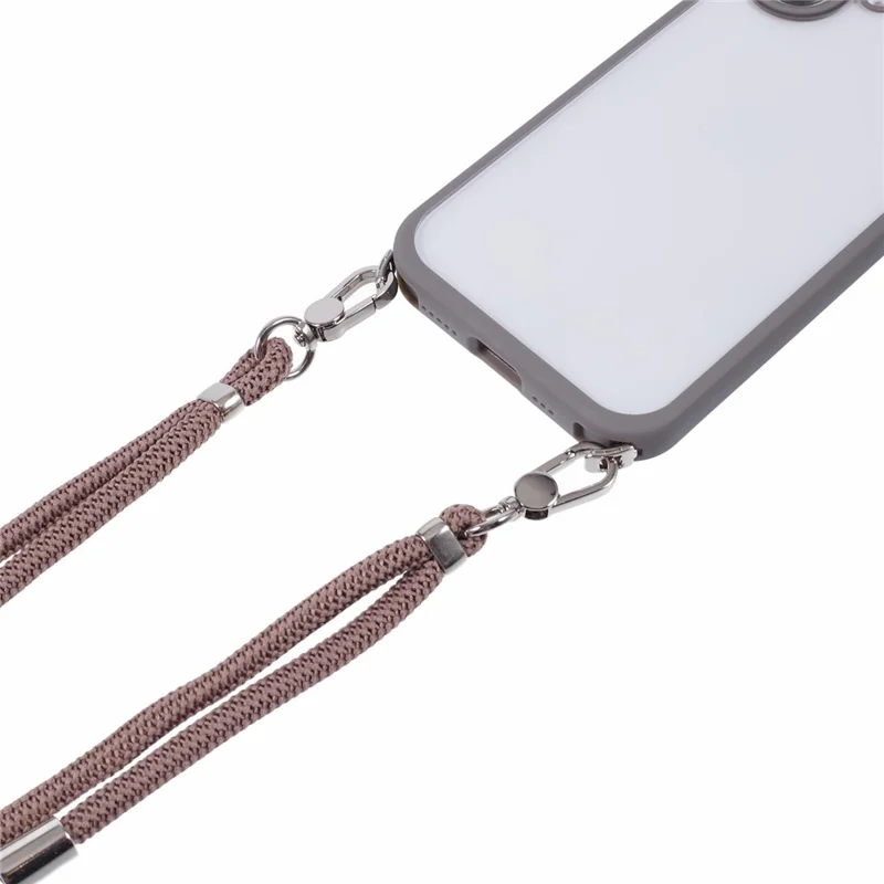 For iPhone 16 Plus Case TPU+PC Crystal Clear Back Cover with Lanyard - Grey