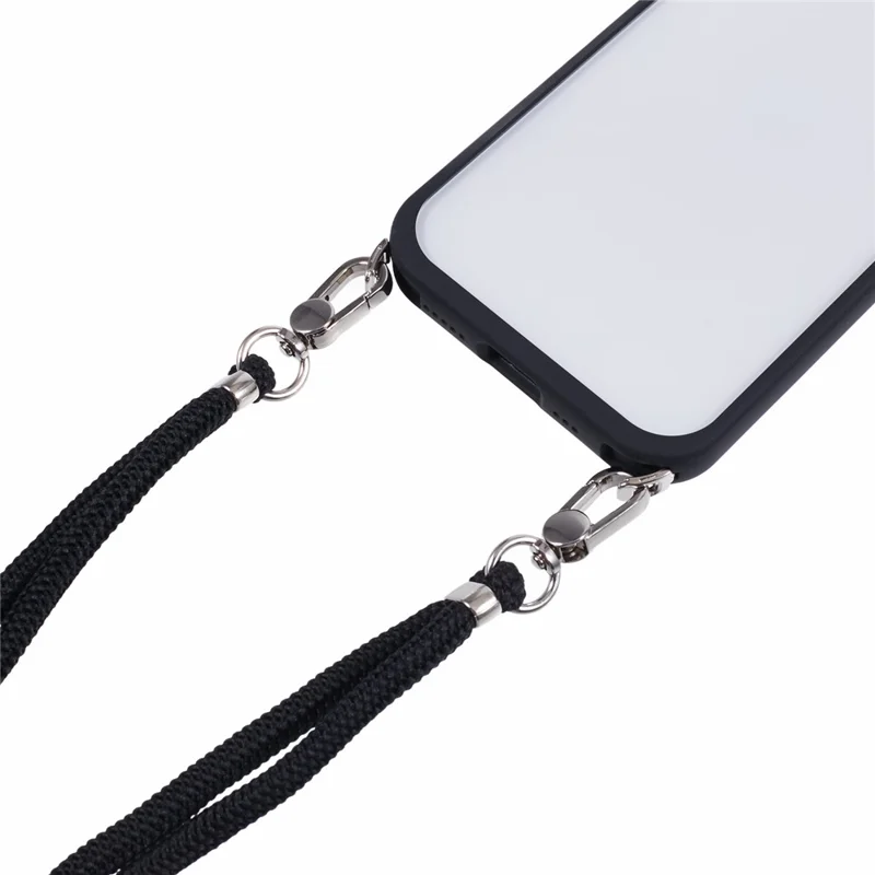 For iPhone 16 Plus Case TPU+PC Crystal Clear Back Cover with Lanyard - Black