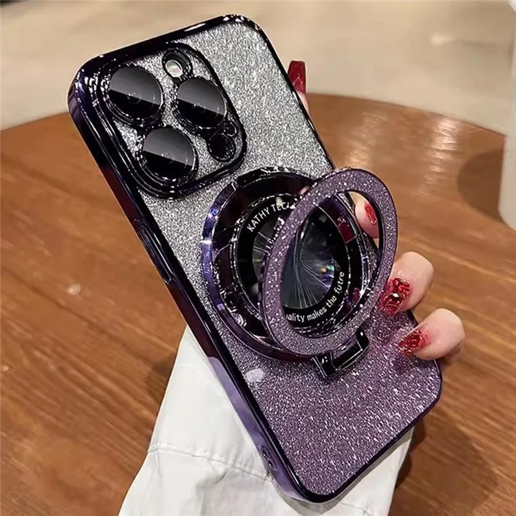 Per Iphone 15 Pro Max Case Magnetic Kickstand Geste Telefonico TPU Con Pellicola di Lenti - Purple Gradiente