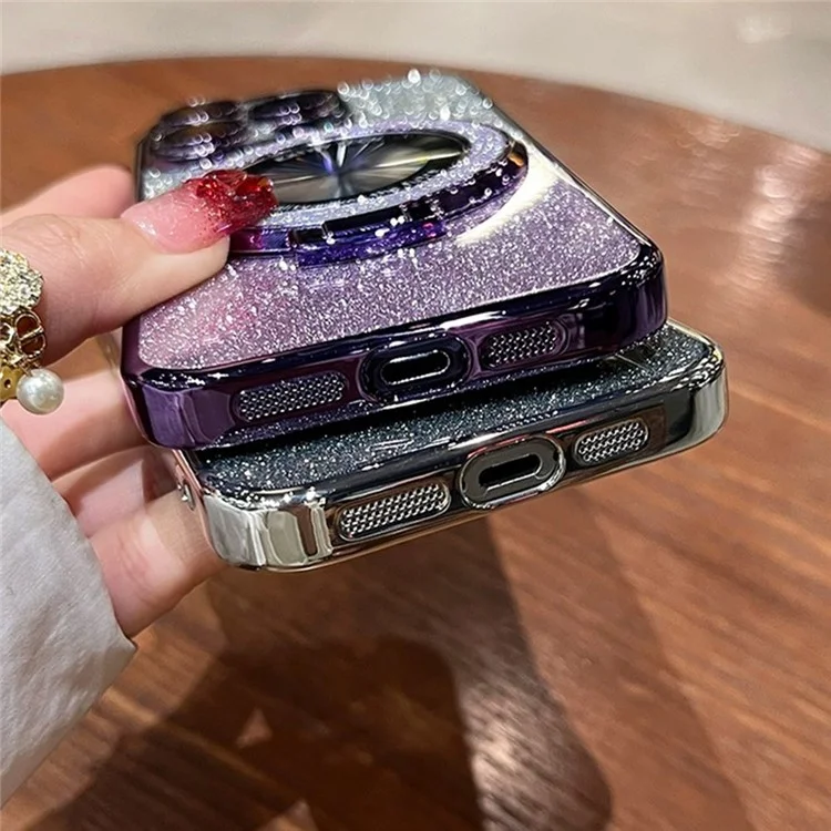 Per Iphone 15 Pro Max Case Magnetic Kickstand Geste Telefonico TPU Con Pellicola di Lenti - Purple Gradiente