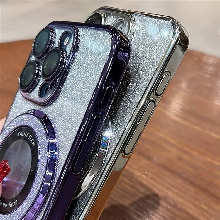 Per Iphone 15 Pro Case Magnetic Kickstand Glotter TPU Cover TPU Con Pellicola di Lenti - Purple Gradiente