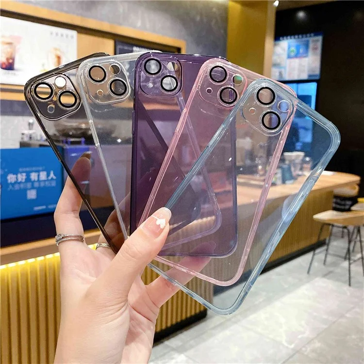 Für iPhone 13 Ultra Slim Handyhülle Stoßfest Weiche TPU Schutzhülle mit gehärtetem Glas Kameraobjektiv-Film - Transparent