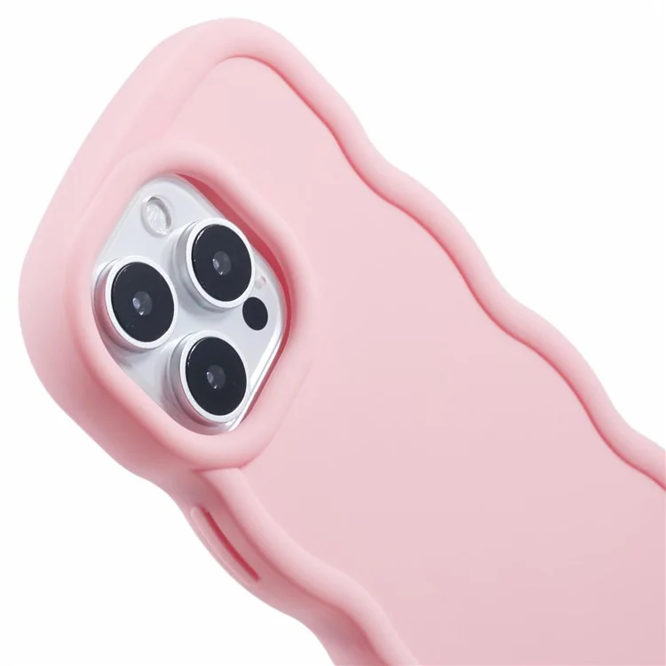 Serie XL Per Iphone 16 Pro Max Case TPU Copertura Telefonica Protettiva Unica Cornice D'onda Ricci - Rosa