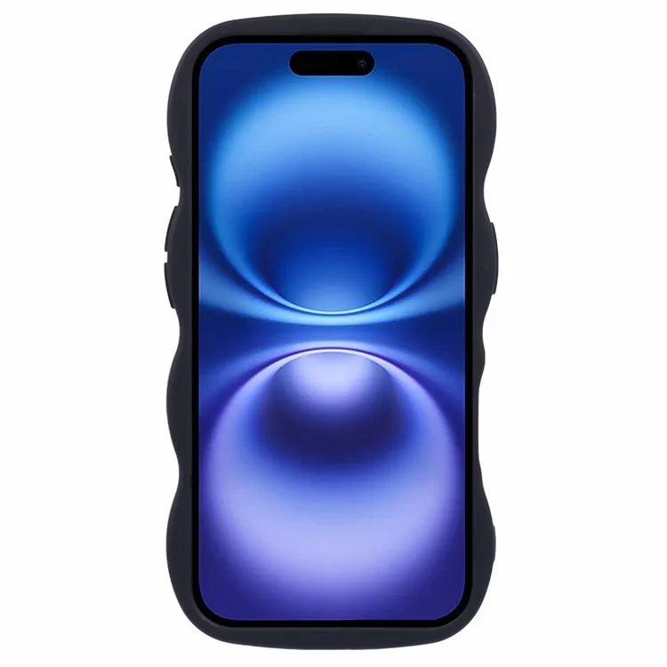 XL -serie Für Iphone 16 Plus Case TPU Protective Phone Deckung Einzigartiger Curly Wave Frame - Schwarz