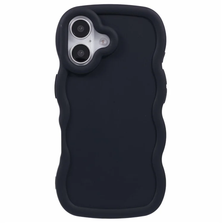 XL -serie Für Iphone 16 Plus Case TPU Protective Phone Deckung Einzigartiger Curly Wave Frame - Schwarz