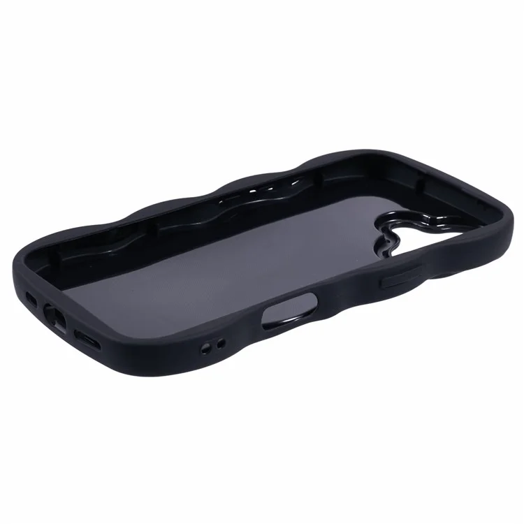 XL -serie Für Iphone 16 Plus Case TPU Protective Phone Deckung Einzigartiger Curly Wave Frame - Schwarz