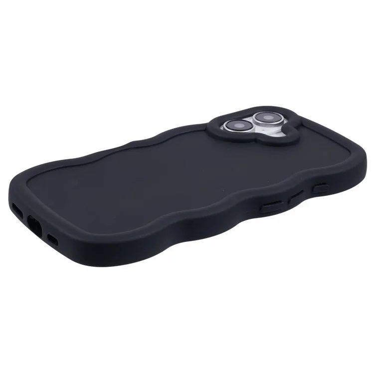 XL -serie Für Iphone 16 Plus Case TPU Protective Phone Deckung Einzigartiger Curly Wave Frame - Schwarz