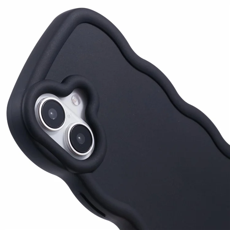 XL -serie Für Iphone 16 Plus Case TPU Protective Phone Deckung Einzigartiger Curly Wave Frame - Schwarz