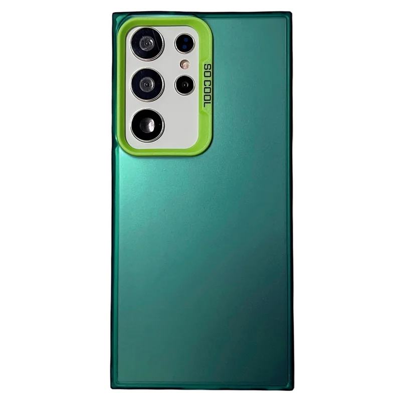 For Samsung Galaxy S23 Ultra Case IMD Silver Color Finish TPU+PC Phone Cover - Green