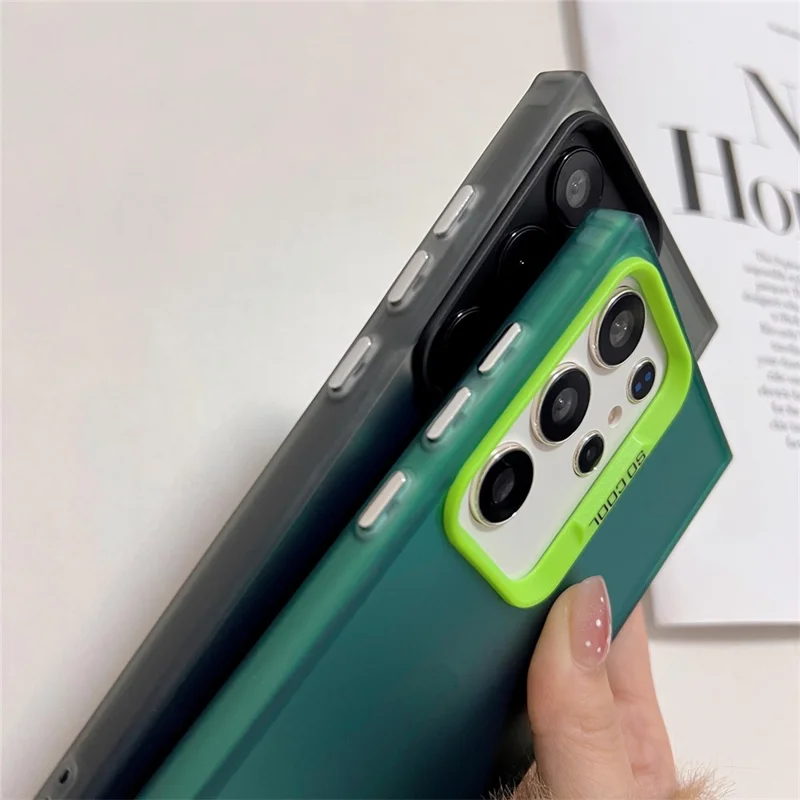 For Samsung Galaxy S23 Ultra Case IMD Silver Color Finish TPU+PC Phone Cover - Green