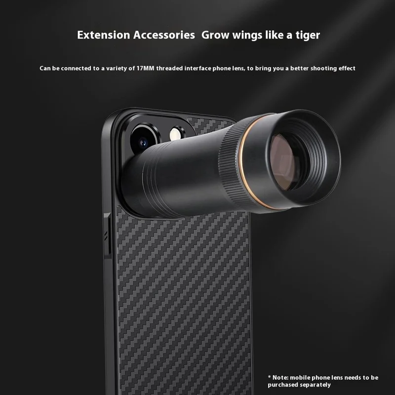 For iPhone 15 Pro Case PC+TPU+Aluminium Alloy Phone Cover with 17mm Lens Backplate - Black