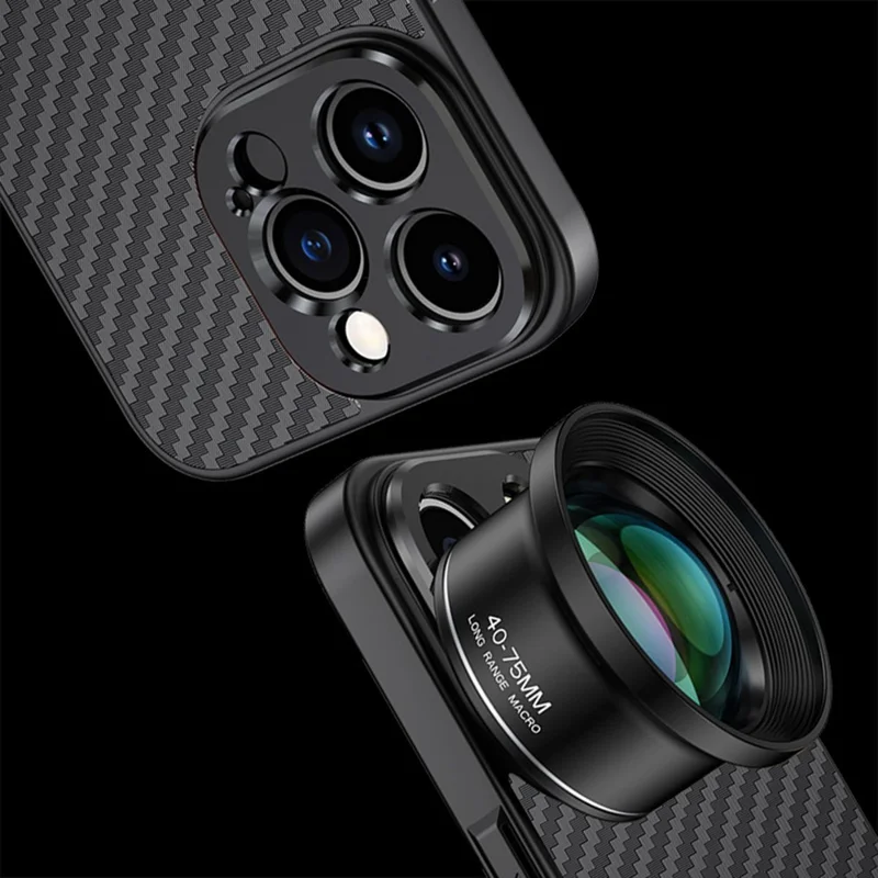 For iPhone 15 Pro Case PC+TPU+Aluminium Alloy Phone Cover with 17mm Lens Backplate - Black