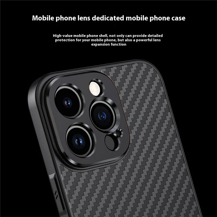 For iPhone 15 Pro Max Case PC+TPU+Aluminium Alloy Phone Cover with 17mm Lens Backplate - Black