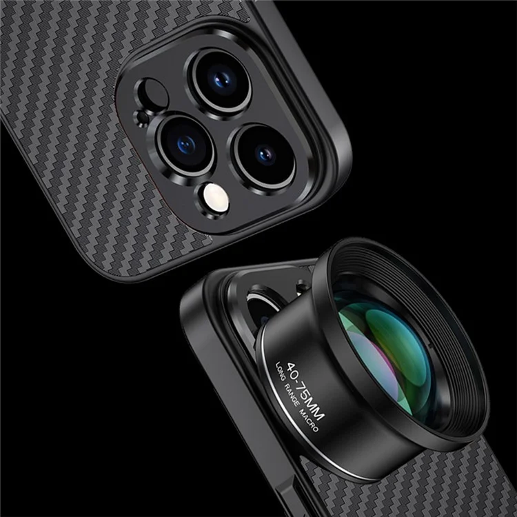 For iPhone 15 Pro Max Case PC+TPU+Aluminium Alloy Phone Cover with 17mm Lens Backplate - Black