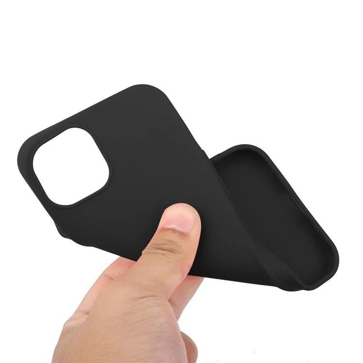 For iPhone 14 Plus Matte Anti-Fingerprint Back Cover Drop Tested Flexible TPU Smooth Protective Phone Case - Black