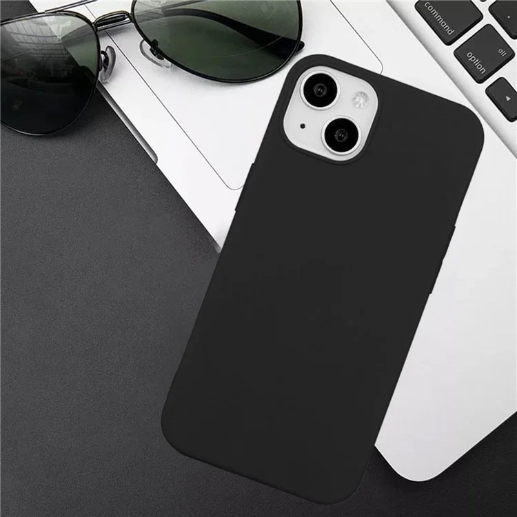 For iPhone 14 Plus Matte Anti-Fingerprint Back Cover Drop Tested Flexible TPU Smooth Protective Phone Case - Black