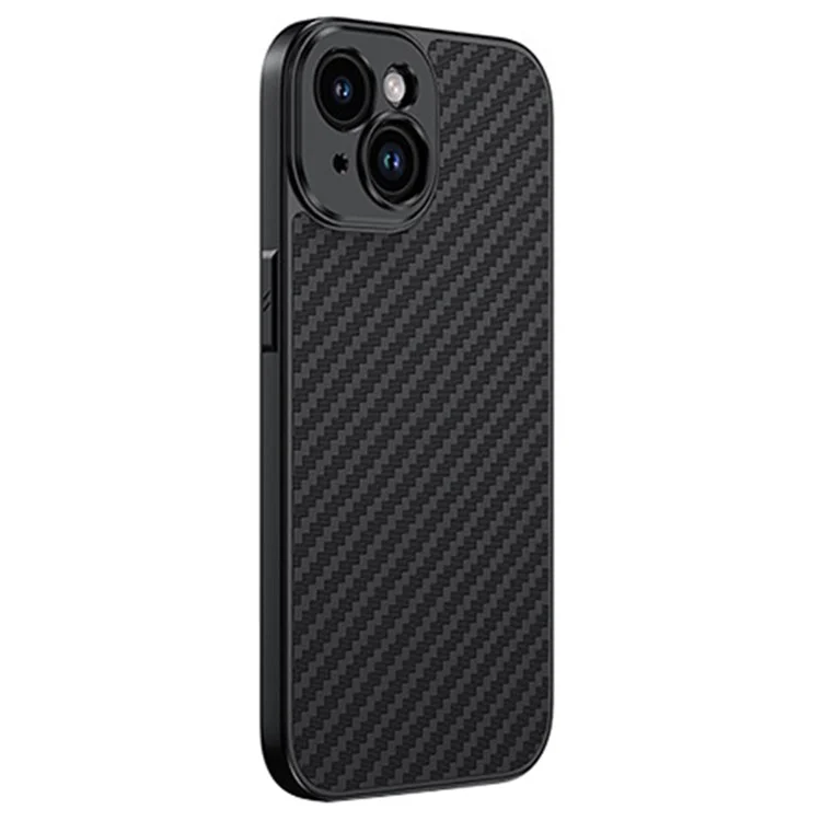 For iPhone 15 Plus Case PC+TPU+Aluminium Alloy Phone Cover with 17mm Lens Backplate - Black