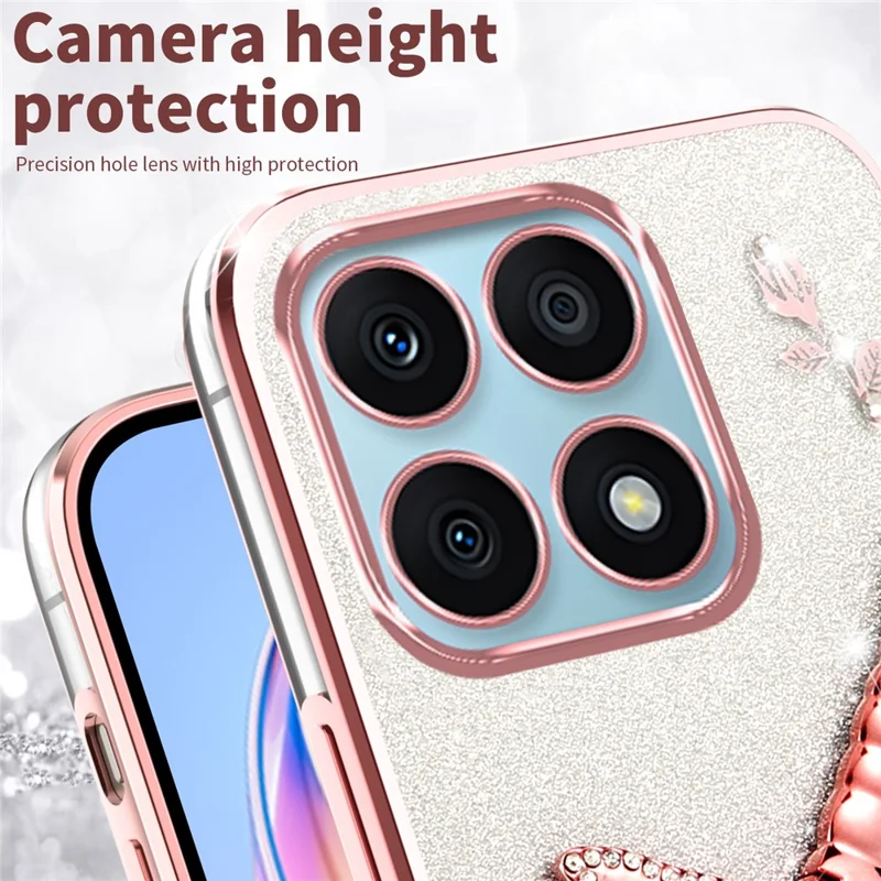 KADEM For Xiaomi 14T Pro Case Dragonfly Kickstand TPU Flores Brillo Funda Teléfono - Rosa