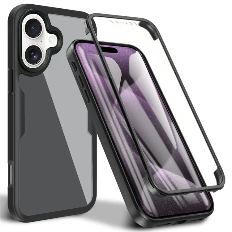 Para Iphone 16 Plus Case Acrylic+TPU Clare Caple Phone Com Filme de Tela de Estimação - Preto