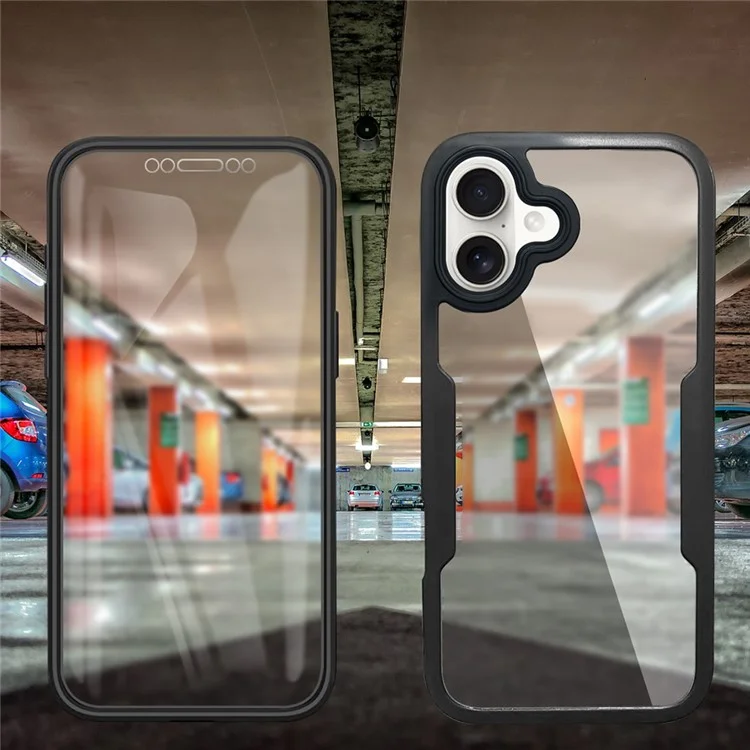 Para Iphone 16 Plus Case Acrylic+TPU Clare Caple Phone Com Filme de Tela de Estimação - Preto