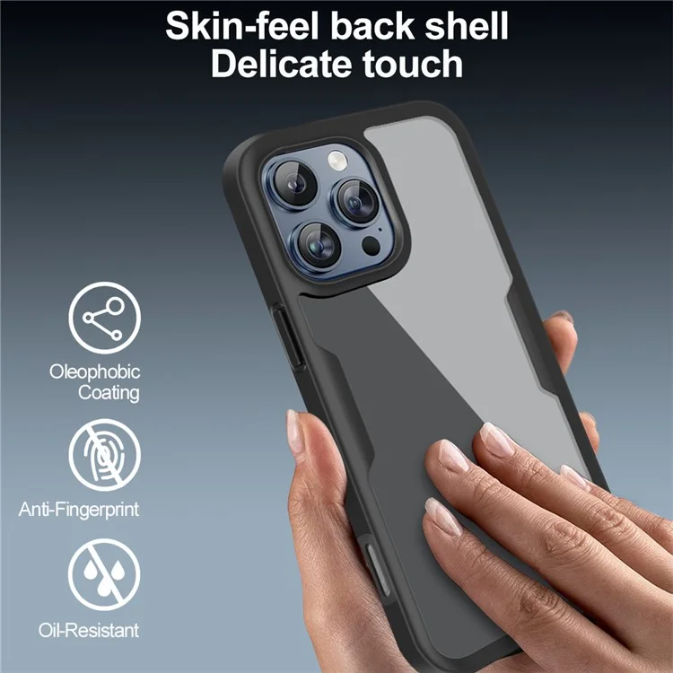 Para Iphone 16 Pro Max Case Acrylic+TPU Clear Telep Cover With Pet Screen Film - Negro