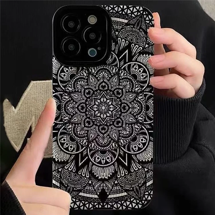 Para Iphone 15 Pro Case Dark Totem Pattern PU Leather+TPU Back Tapa