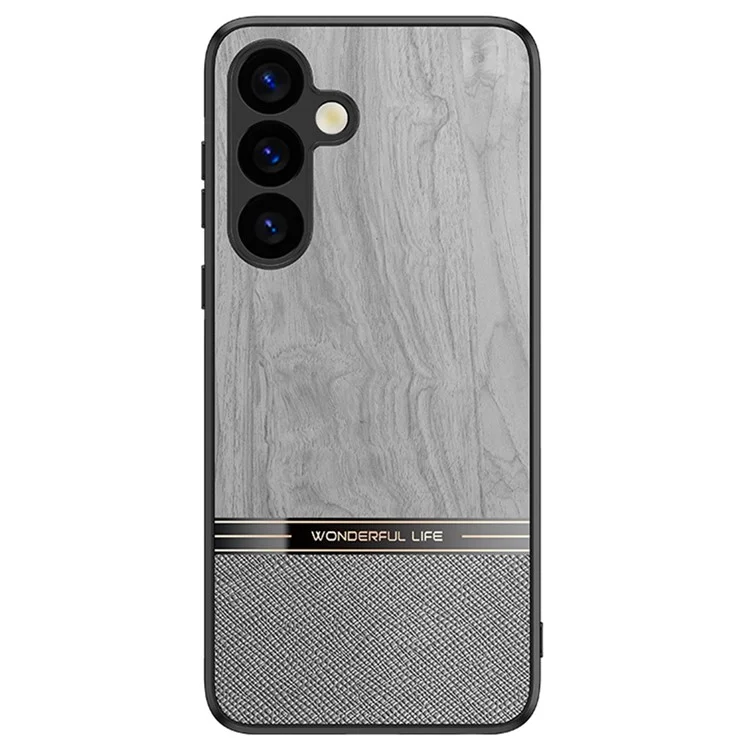 Для Samsung Galaxy A16 Case Wood Texture Кожаная Покрытая Покрытием TPU TPU Protective Cover - Серый