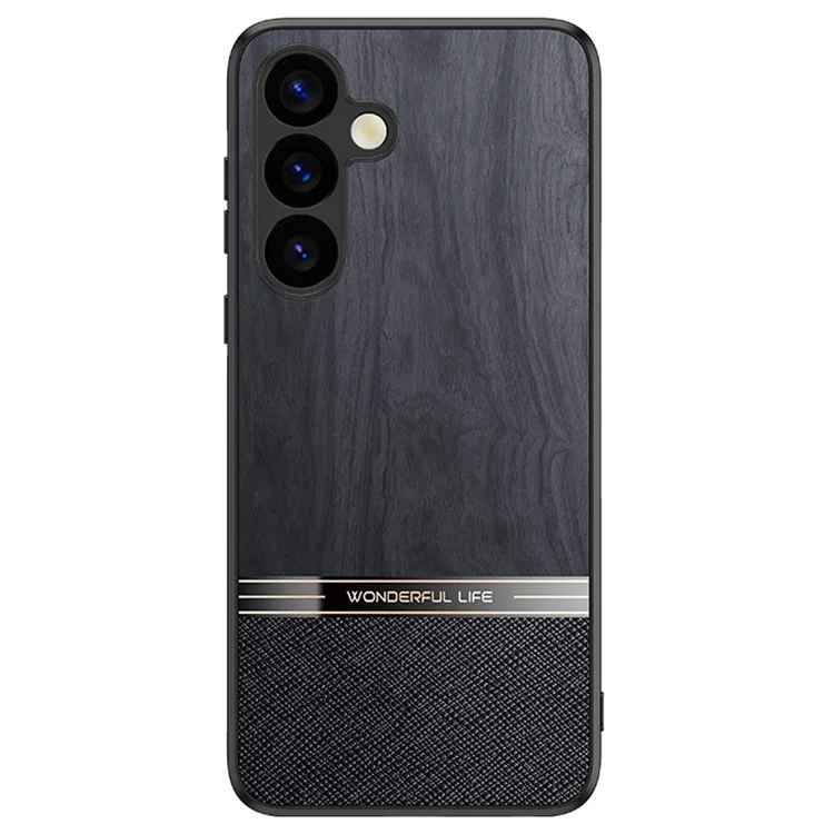 Для Samsung Galaxy A15 5G Case Wood Texture Кожаная Покрытая TPU Phone Protective Cover - Черный