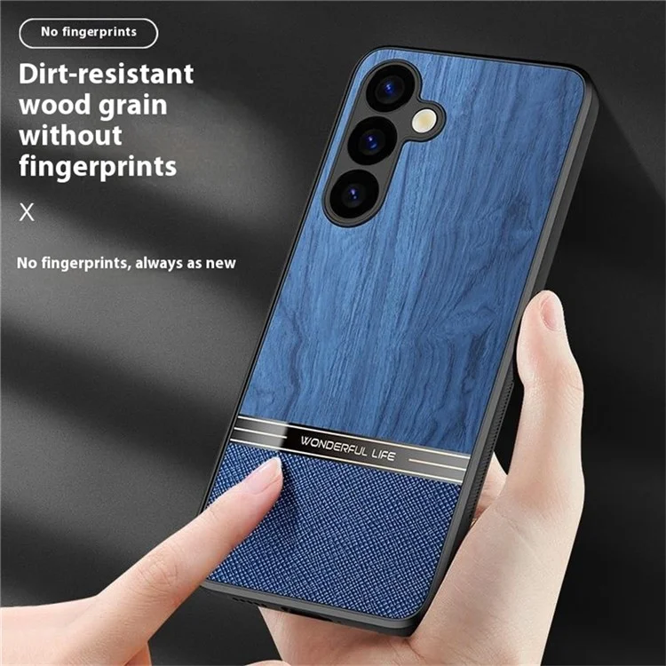Для Samsung Galaxy A15 5G Case Wood Texture Кожаная Покрытая TPU Phone Protective Cover - Черный