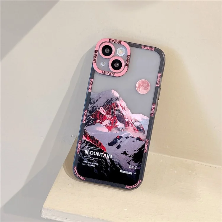 Для Iphone 15 Case Snow Mountain Pattern Shock -reseance Soft TPU Задняя Крышка - Стиль а