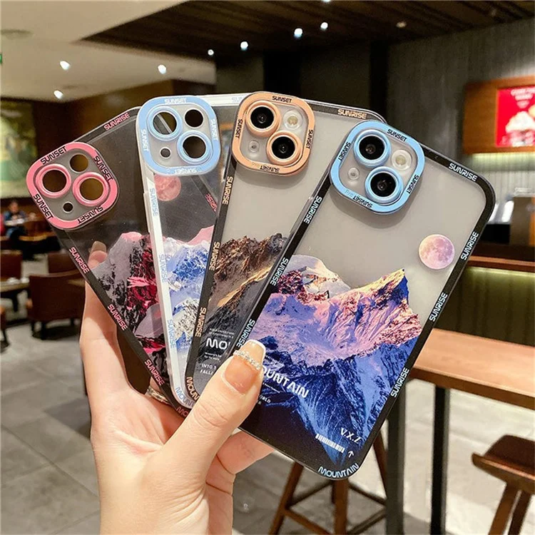 Для Iphone 15 Case Snow Mountain Pattern Shock -reseance Soft TPU Задняя Крышка - Стиль а