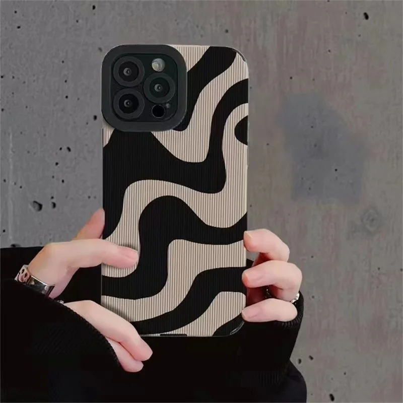 Pour Iphone 16 Pro Max Case Zebra Stripe PU Leather + Tpu Tpophed Tepher Couver