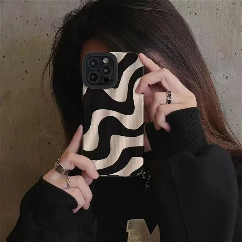 Pour Iphone 16 Pro Max Case Zebra Stripe PU Leather + Tpu Tpophed Tepher Couver