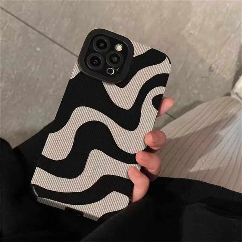 Pour Iphone 16 Pro Max Case Zebra Stripe PU Leather + Tpu Tpophed Tepher Couver