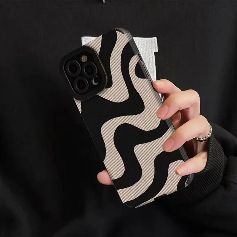 Pour Iphone 16 Pro Max Case Zebra Stripe PU Leather + Tpu Tpophed Tepher Couver