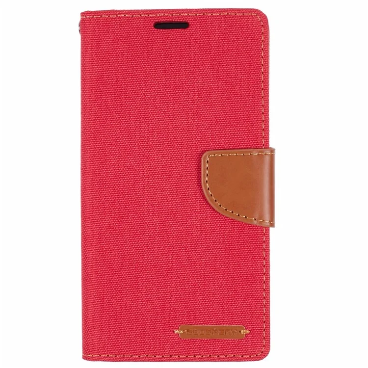 MERCURY GOOSPERY For iPhone 16 Case Canvas Texture Leather Wallet Phone Cover - Red