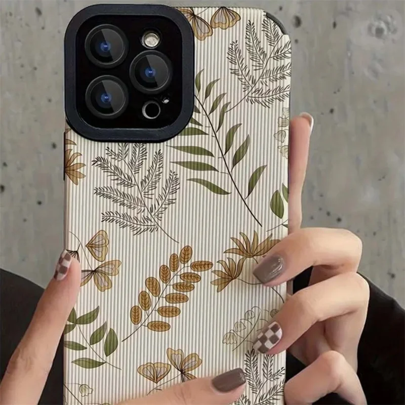 Para Iphone 16 Pro Case Fern Plants PU Leather+TPU Aesthetic Telefone