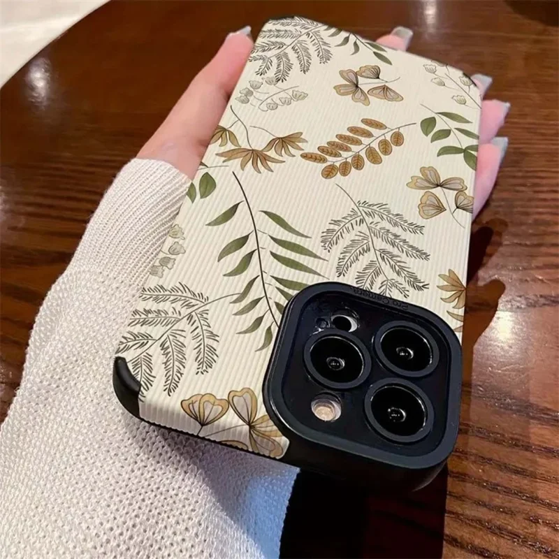 Para Iphone 16 Pro Case Fern Plants PU Leather+TPU Aesthetic Telefone