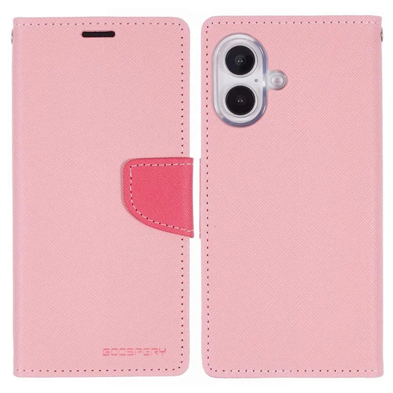 MERCURY GOOSPERY For iPhone 16 Case PU Leather Wallet Phone Cover - Pink