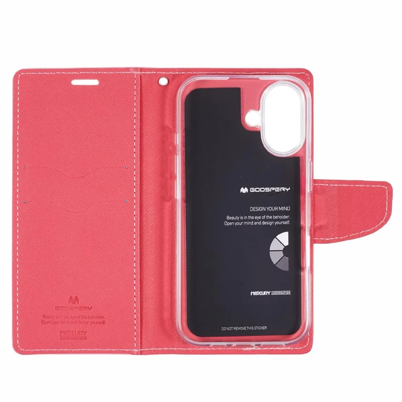 MERCURY GOOSPERY For iPhone 16 Case PU Leather Wallet Phone Cover - Pink