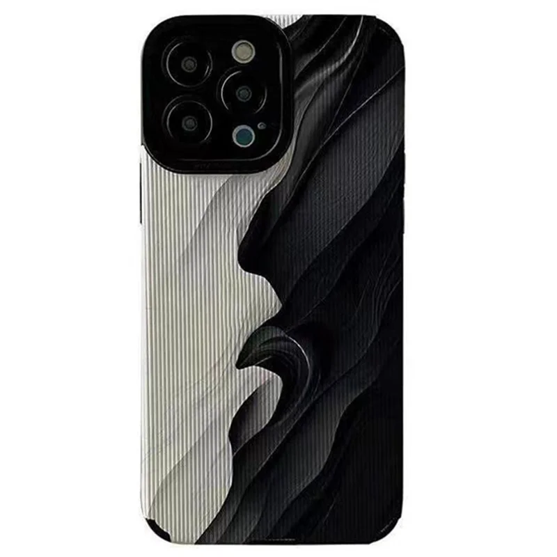 Pour Iphone 15 Pro Case Unique Wave Design pu Leather + Tpu Téléphone