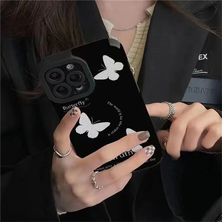 Für Iphone 15 Pro Case Butterfly Muster Ästhetisches PU -leder+tpu -telefonabdeckung